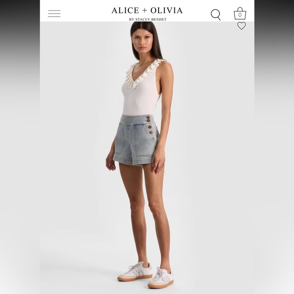 Alice + Olivia Donald Jean Short, Rockstar Blue - Picture 4 of 13